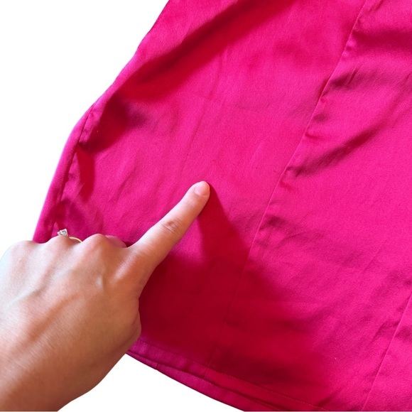 For Love & Lemons Isabella Bustier Mini Dress Red Satin Size Large (runs small) - Picture 10 of 11